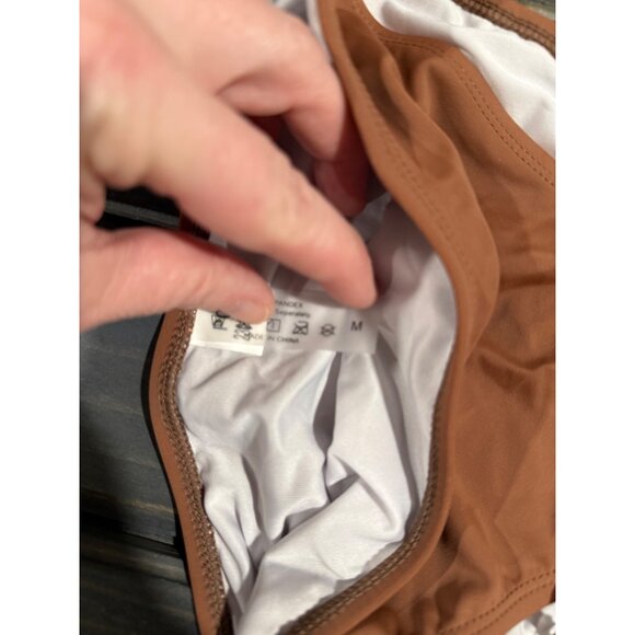 Tempt Me Womens Two-Piece Triangle Bikini Swimsuit Medium Brown Adjustable - Picture 6 of 7